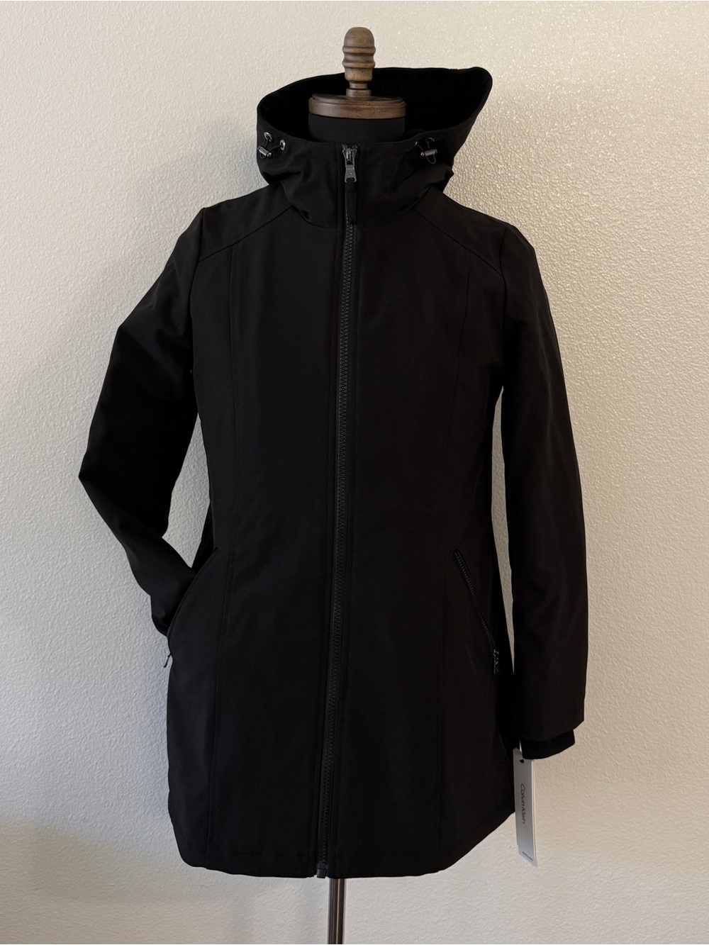 Calvin Klein Black Women's Hooded Coat - Classic Lightweight Jacket
